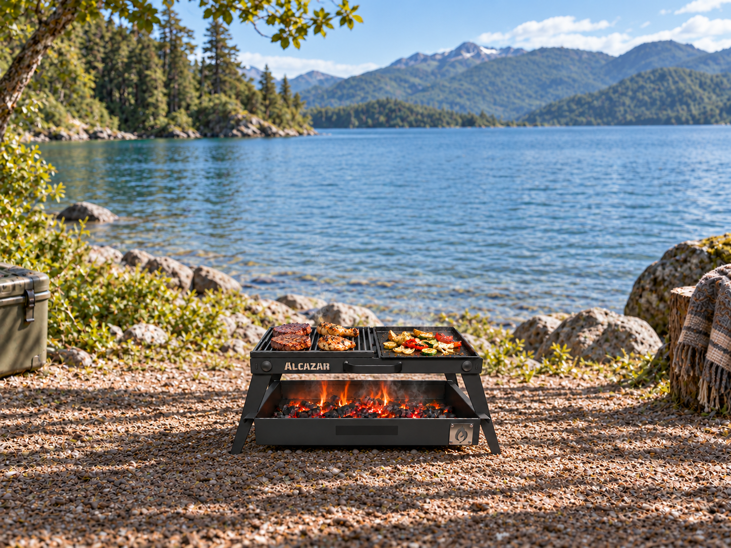 Parrilla Hunter en un camping