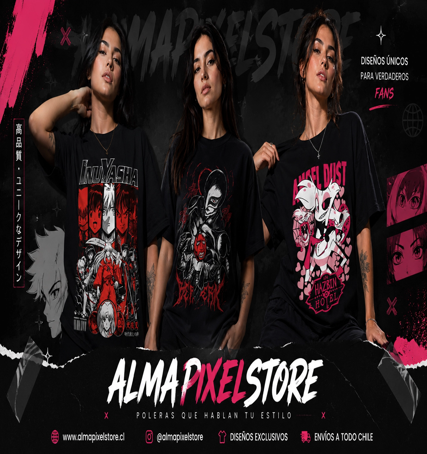 AlmaPixel Store - Poleras anime My Hero Academia, Hazbin Hotel, diseños exclusivos