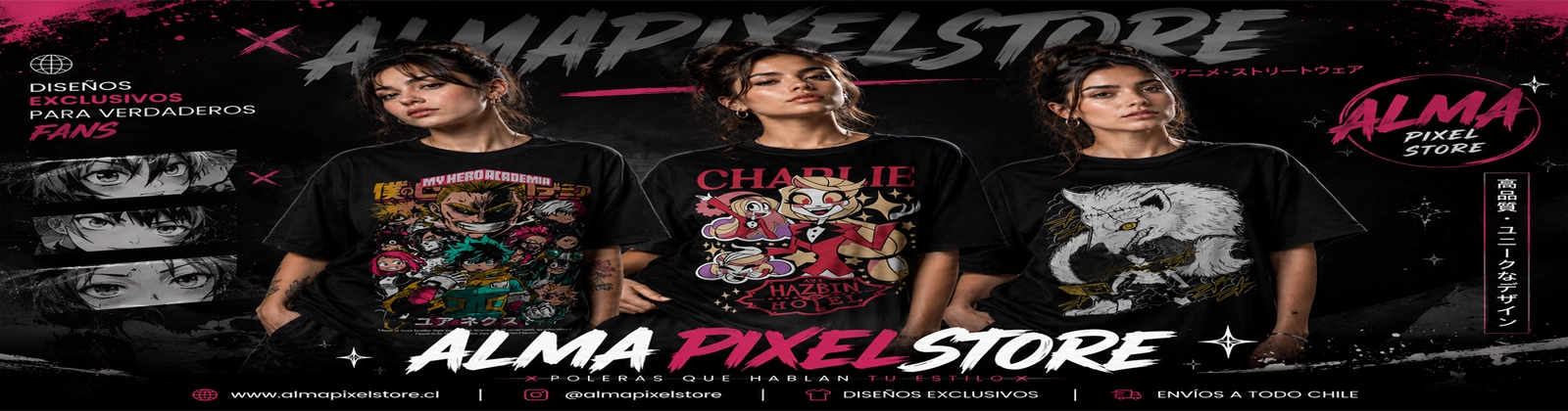 AlmaPixel Store - Poleras anime My Hero Academia, Hazbin Hotel, diseños exclusivos