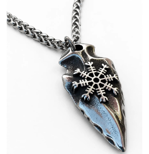 Collar de acero inoxidable con dije Ægishjálmur del catálogo de AMSGAR