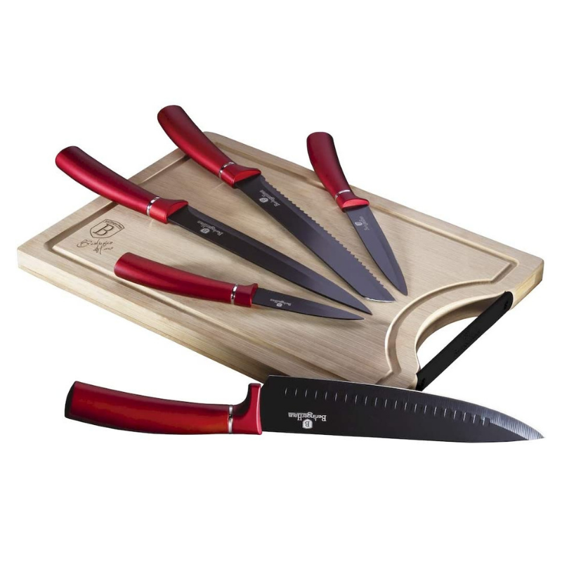Set de cuchillos 6 piezas con tabla de Bambú