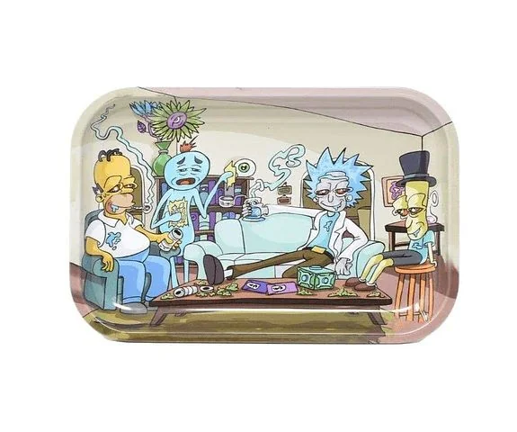 Bandeja Rolado Metalica 18X12.5Cm Rick And Morty Homer