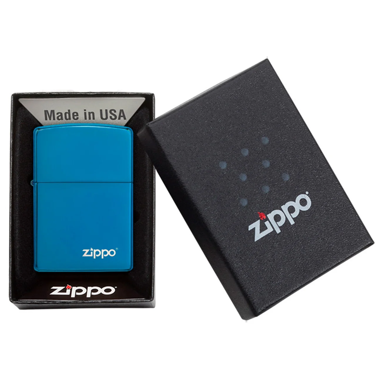 Encendedor Hig Polish Blue Logo - Zippo