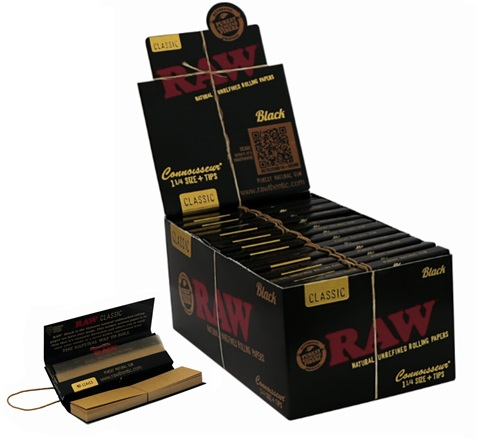 PAPELILLOS BLACK CONNOISSEUR CON TIPS 1 1/4 24U-RAW