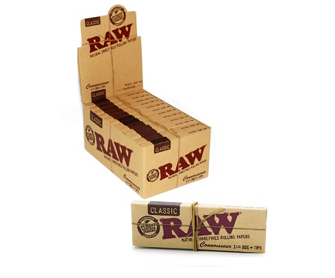 PAPELILLOS CONNOISSEUR + TIPS PREENROLADOS 1 1/4 24U-RAW