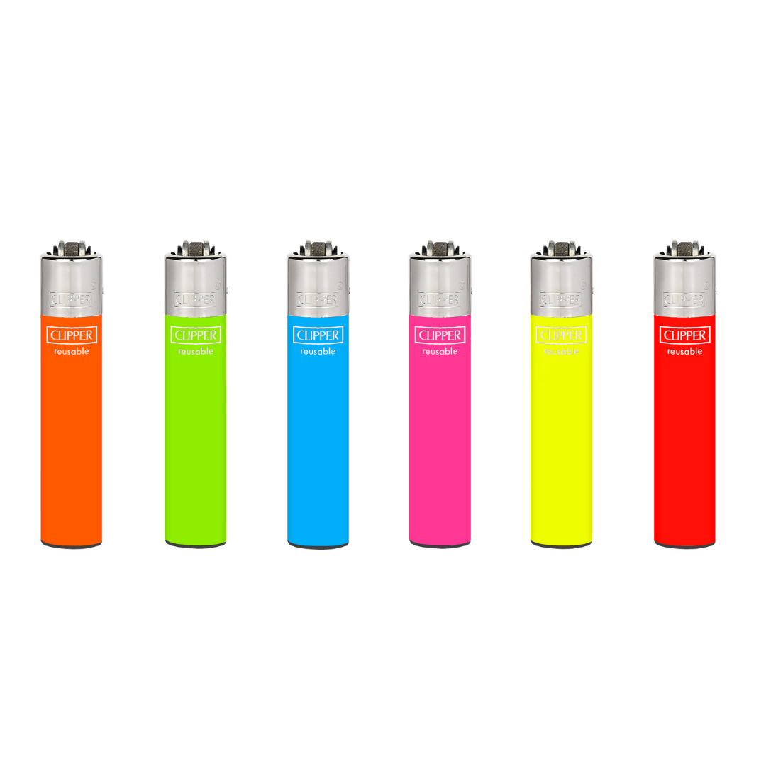 Encendedor Clipper Recargable Slim Solid Fluo – Diseño Surtido (Unidad)