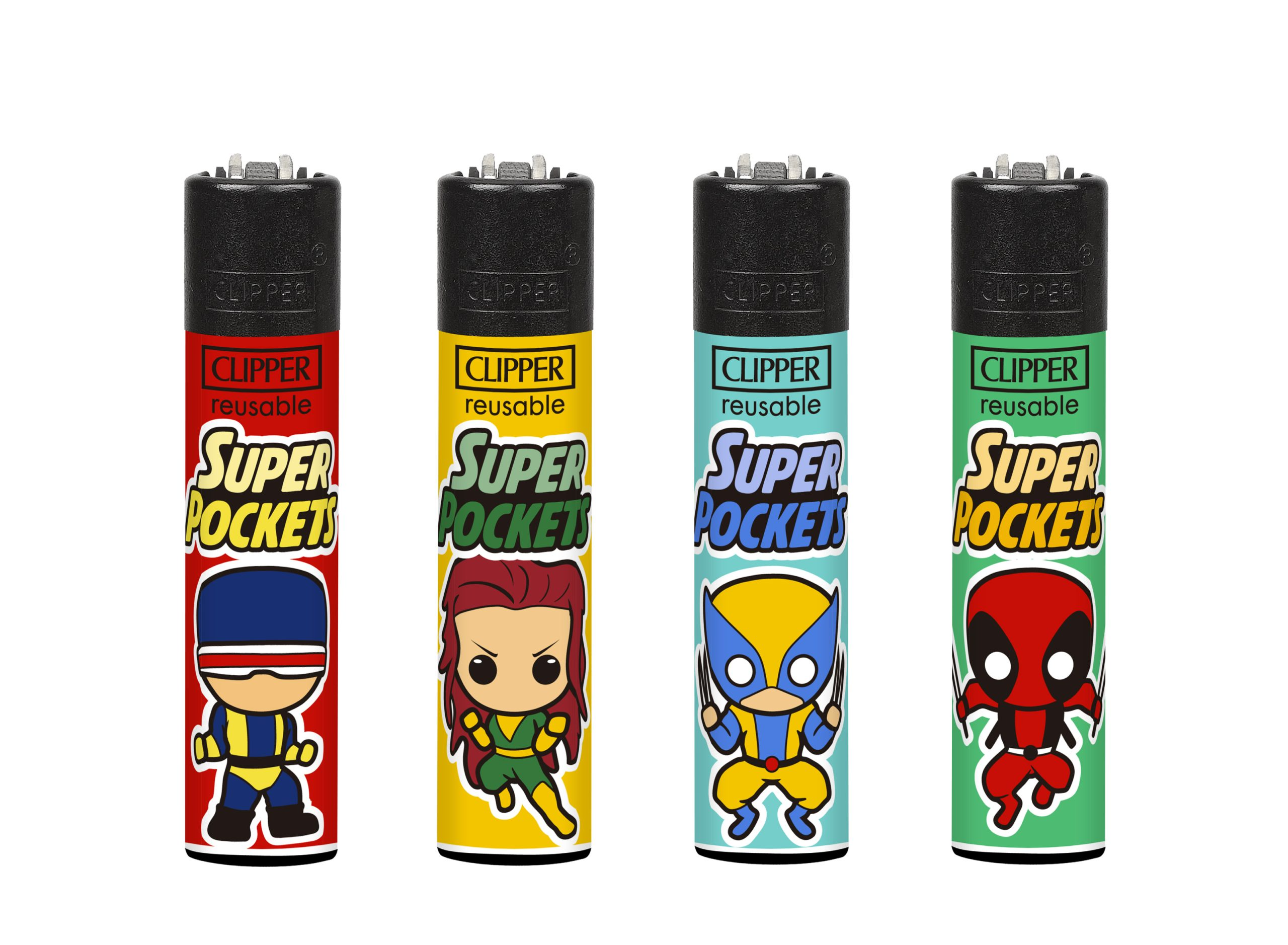 Encendedor Clipper Recargable Super Pockets 4 – Diseño Surtido (Unidad)