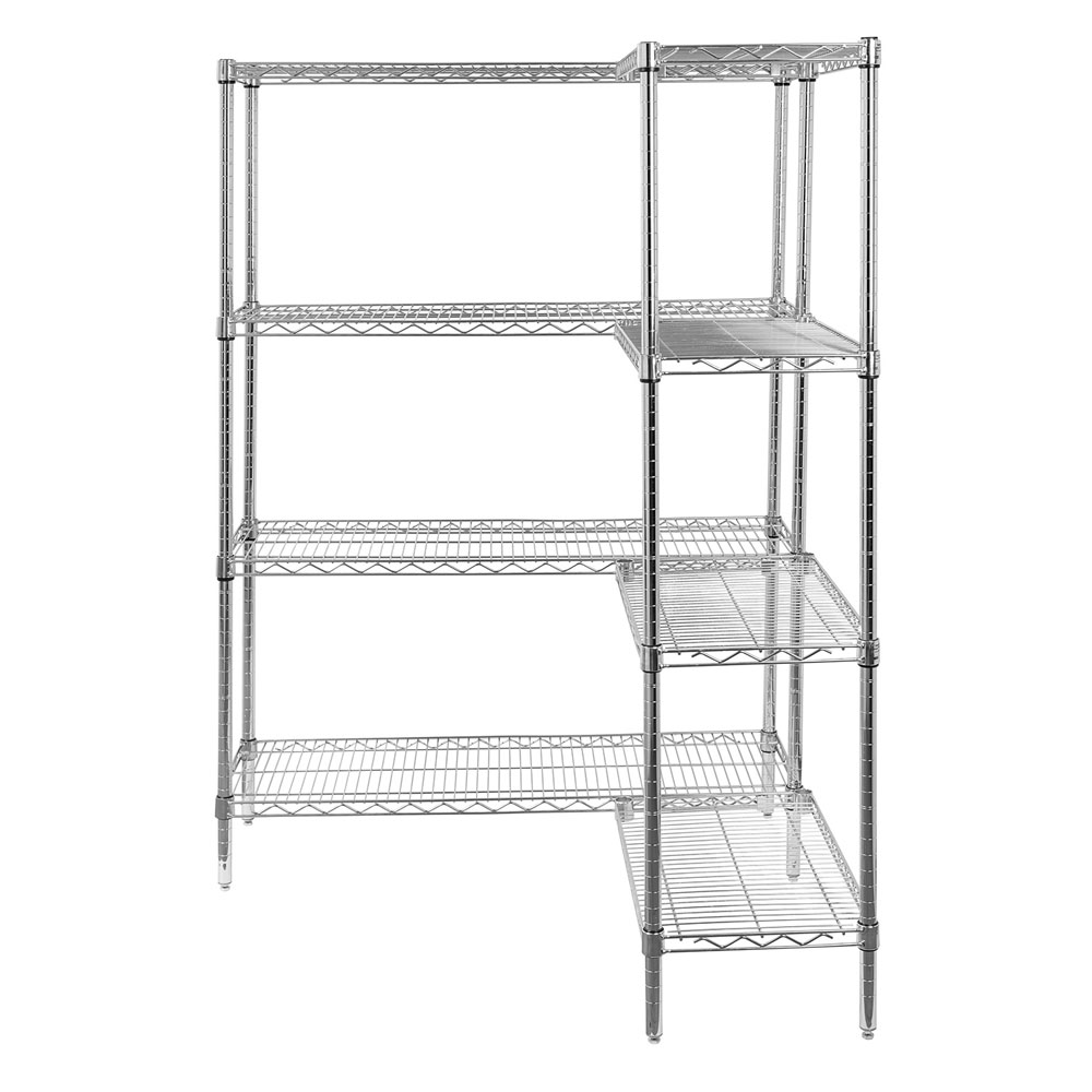 Estante En L Acero Cromado 36X(61/107)X160 Cm 4 Repisas