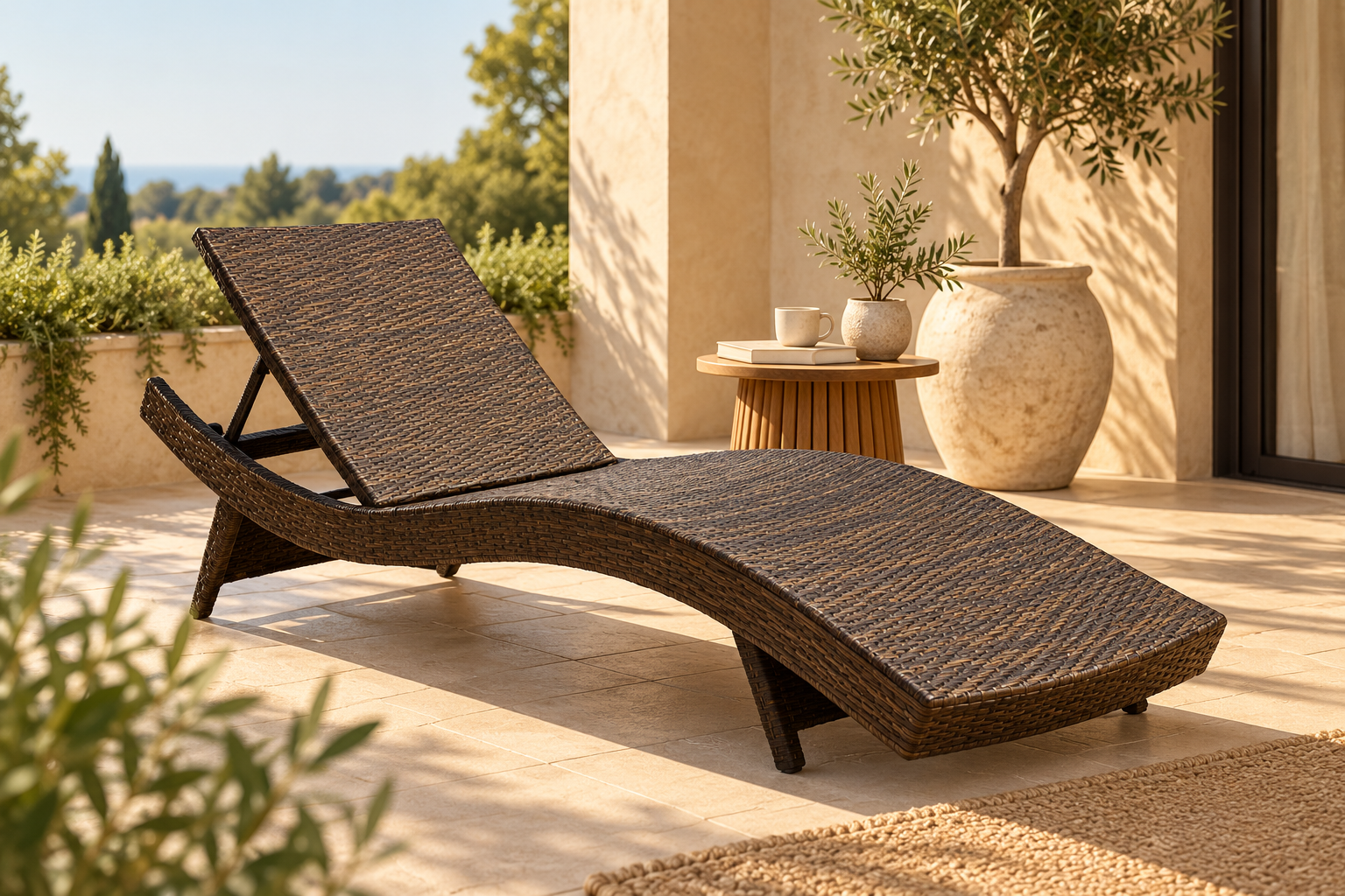 Tu rincón de descanso en la terraza — ambiente conceptual generado con IA