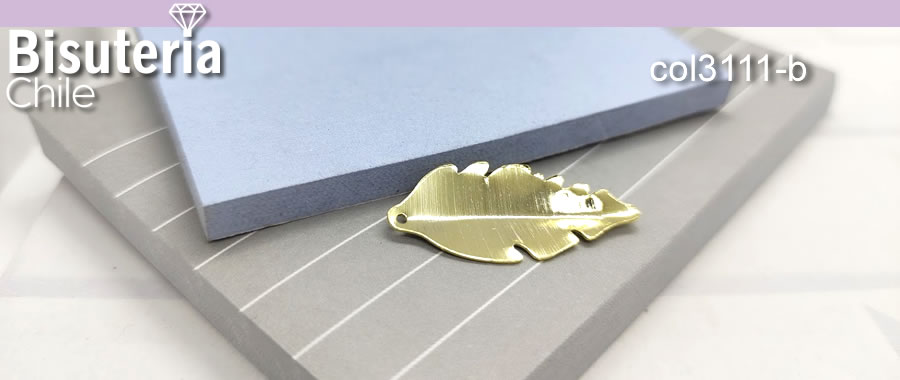Colgante hoja baño de oro, 29 x 15 mm, por unidad