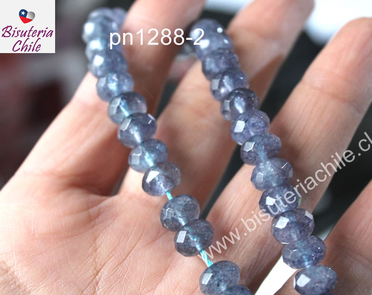 Agua Marina rondell, 8 x 6 mm, tira de 20 piedras