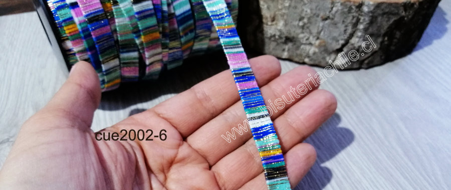 Cordón plano, diseño en color azules, rosados, menta y am...