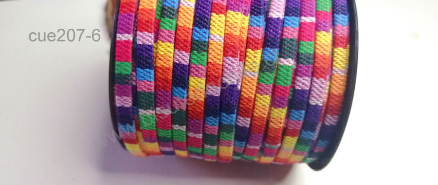 Cordón étnico plano en colores naranjo, rojo, fucsia, ver...