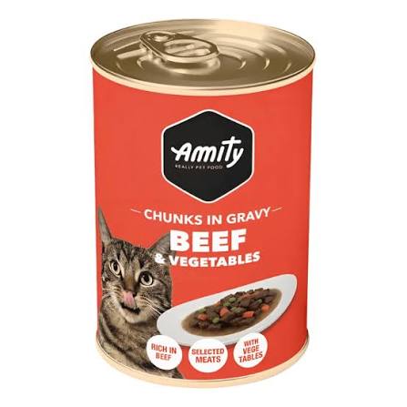 Lata Amity Chunks Gato Sabor Carne y Vegetales 415gr