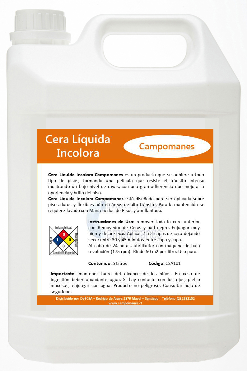 csa101 cera liquida incolora bidon 5 litros