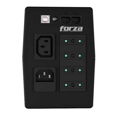Parte posterior Forza SL-612UL-C con tomas italianas, IEC C13 y conectores de comunicación