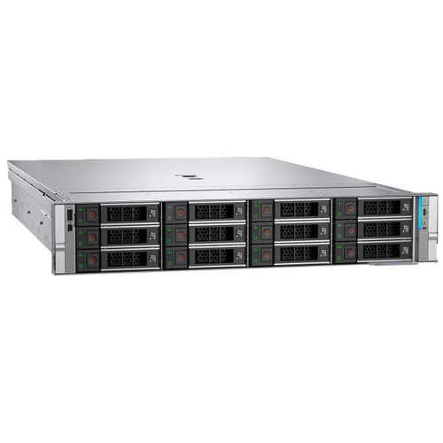 Vista angular del chasis Dell PowerEdge R570 de doce bahías, imagen ilustrativa