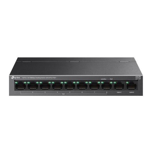 Switch TP-Link LS110P de 10 puertos, vista del producto