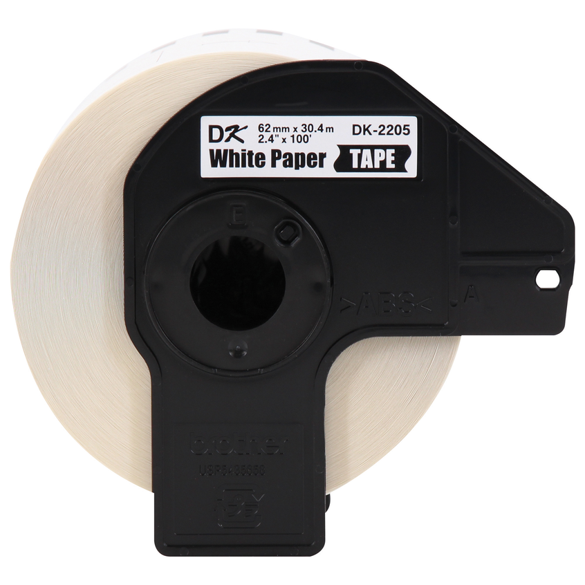 Rollo original Brother DK2205 de etiquetas adhesivas continuas blancas