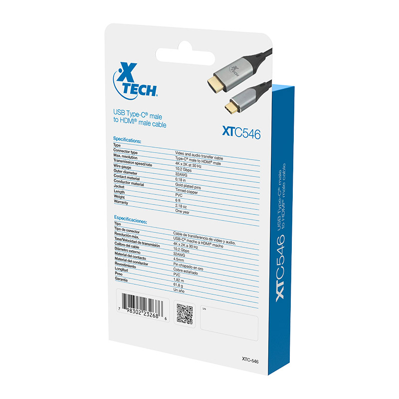Empaque Xtech XTC-546 cable USB-C HDMI 4K