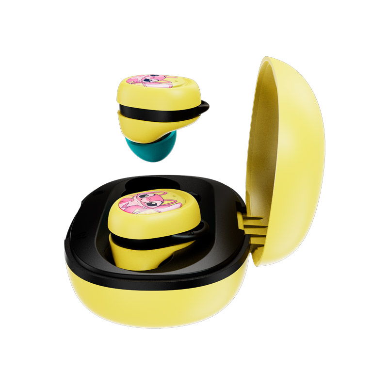 Audífonos Xtech Stitch amarillo con estuche de carga