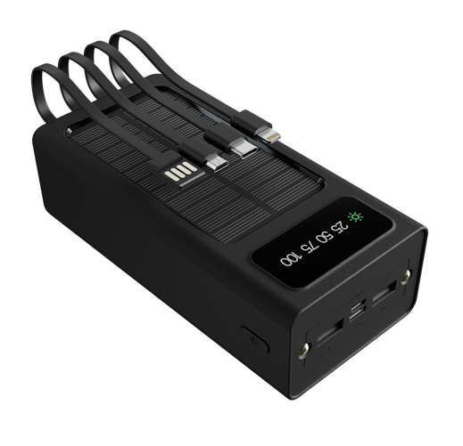 Xtech XPB-300 power bank solar 30000mAh con cables integrados