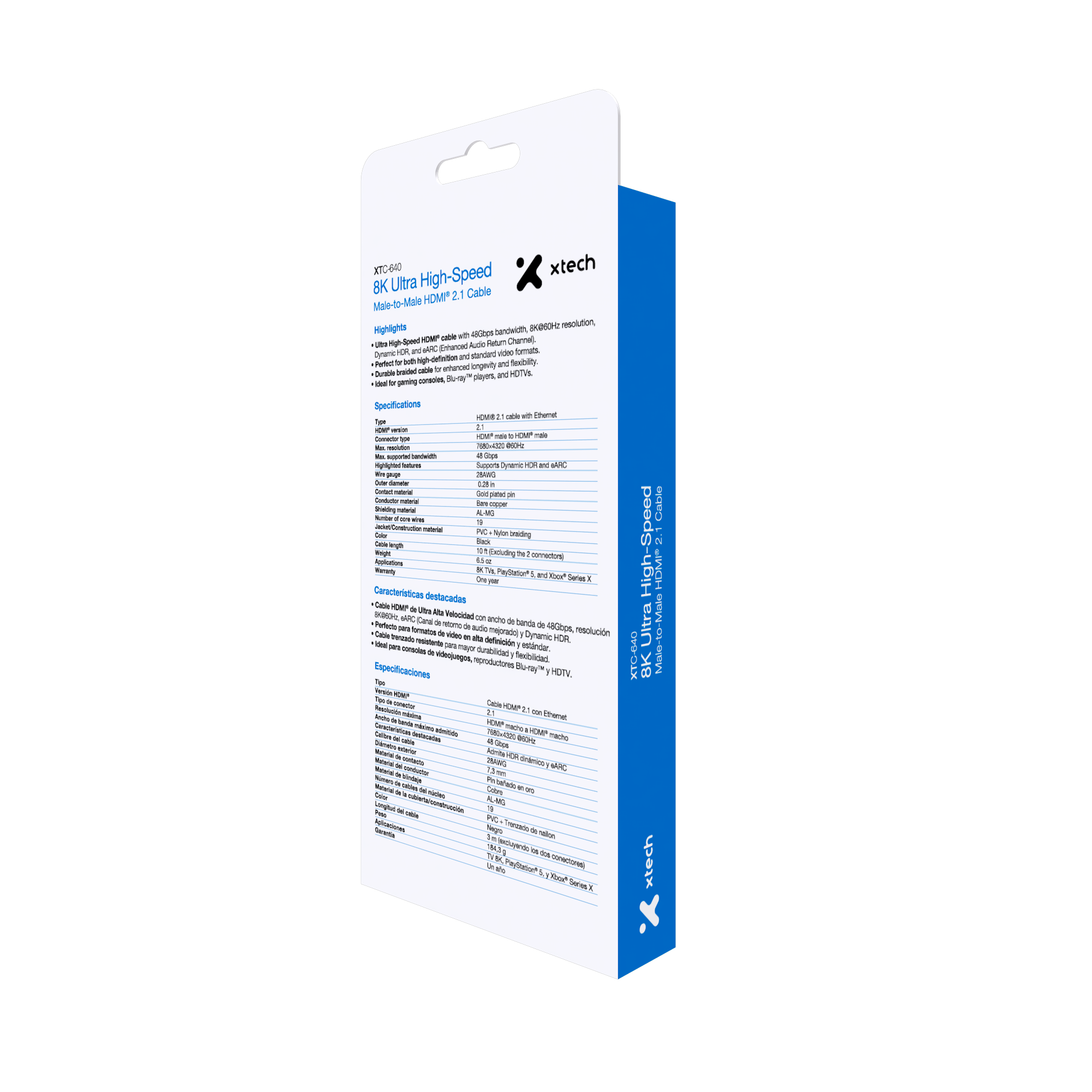 Especificaciones de empaque Xtech XTC-640