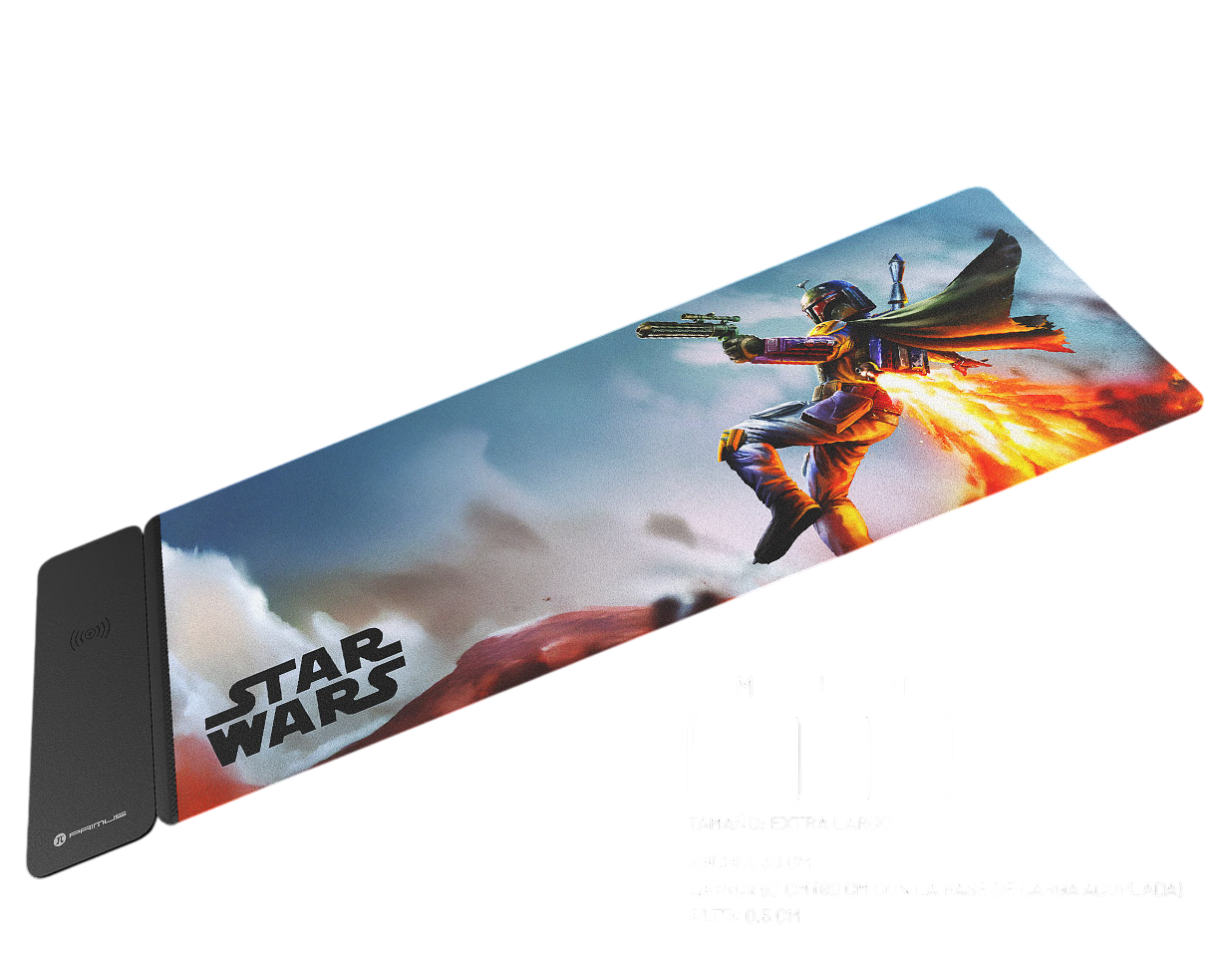 Primus Arena Pro PMP-S17BF-XL mousepad Star Wars Boba Fett con carga inalámbrica