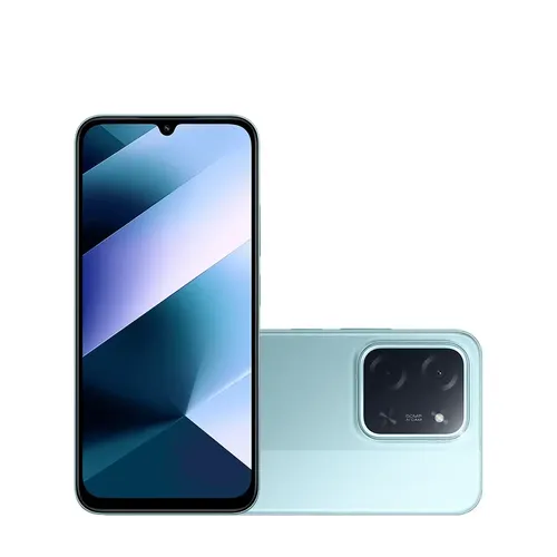 Xiaomi POCO C85 verde sobre fondo blanco