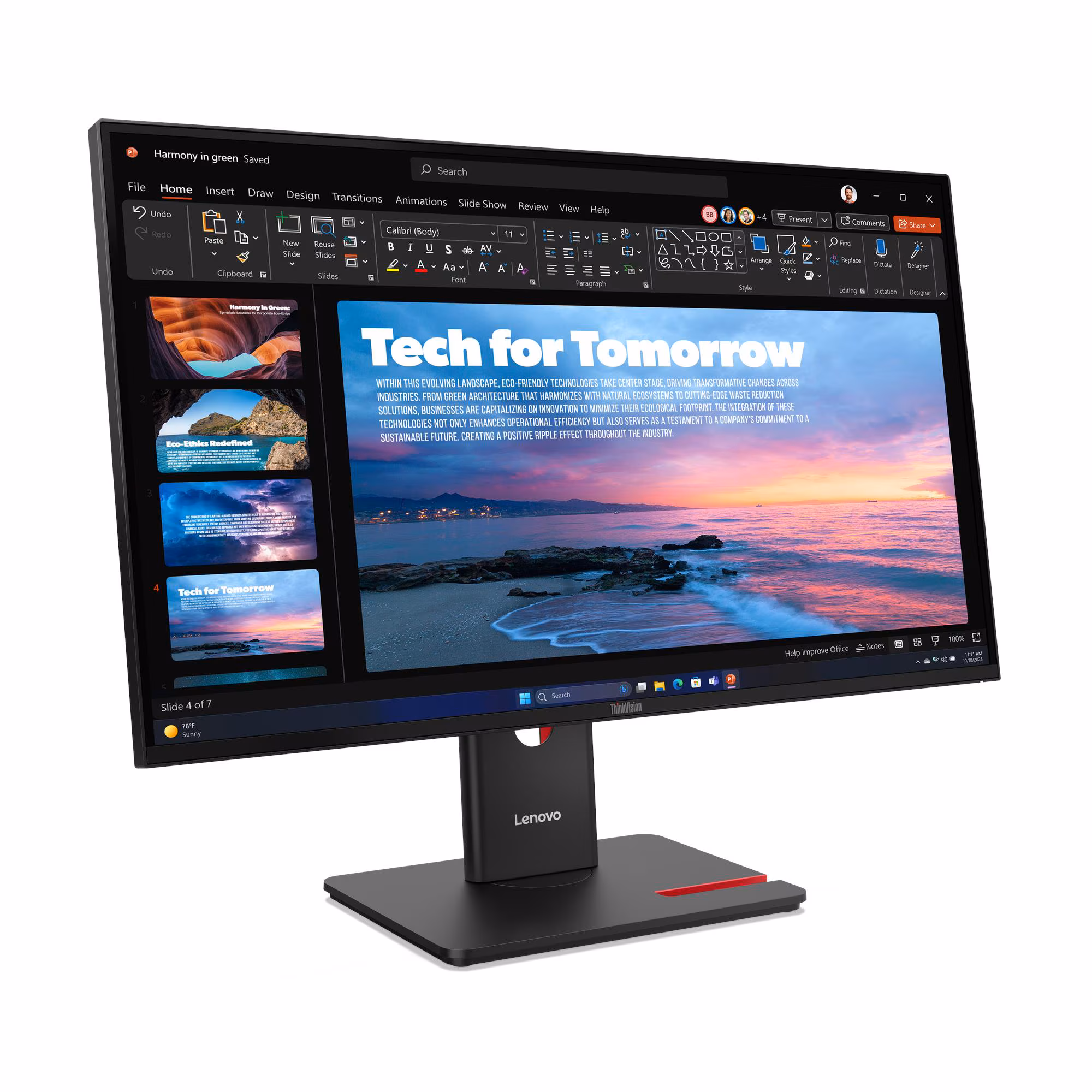 Lenovo ThinkVision T27QD-40 monitor con soporte ajustable