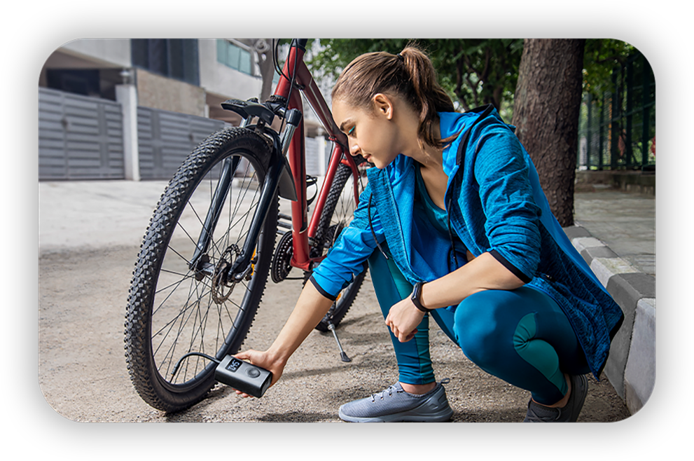 Compresor de aire eléctrico portátil Xiaomi Mi uso en bicicleta