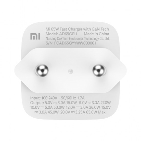 Cargador Xiaomi USB-C GaN de 65W