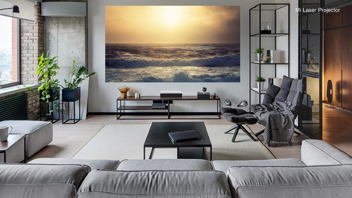 Xiaomi Mi Laser Projector 150 instalado en living