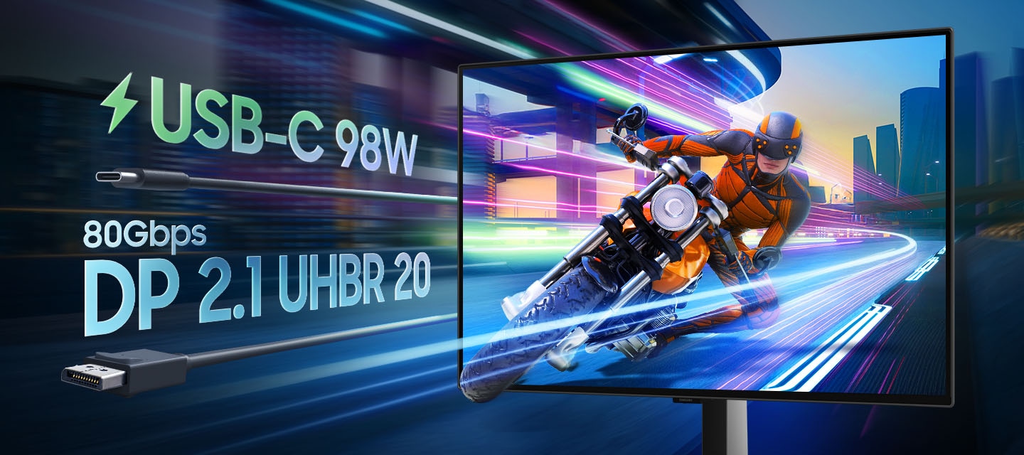 Samsung Odyssey OLED G8 DisplayPort 2.1 y USB-C 98W