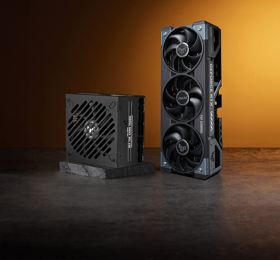 Fuente ASUS TUF Gaming Gold EVO junto a hardware TUF Gaming