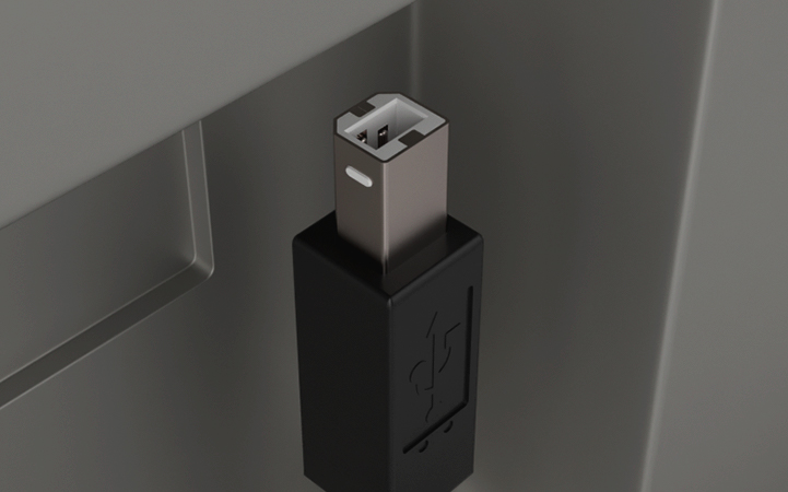 Detalle del conector USB-B macho del cable Xtech XTC-303