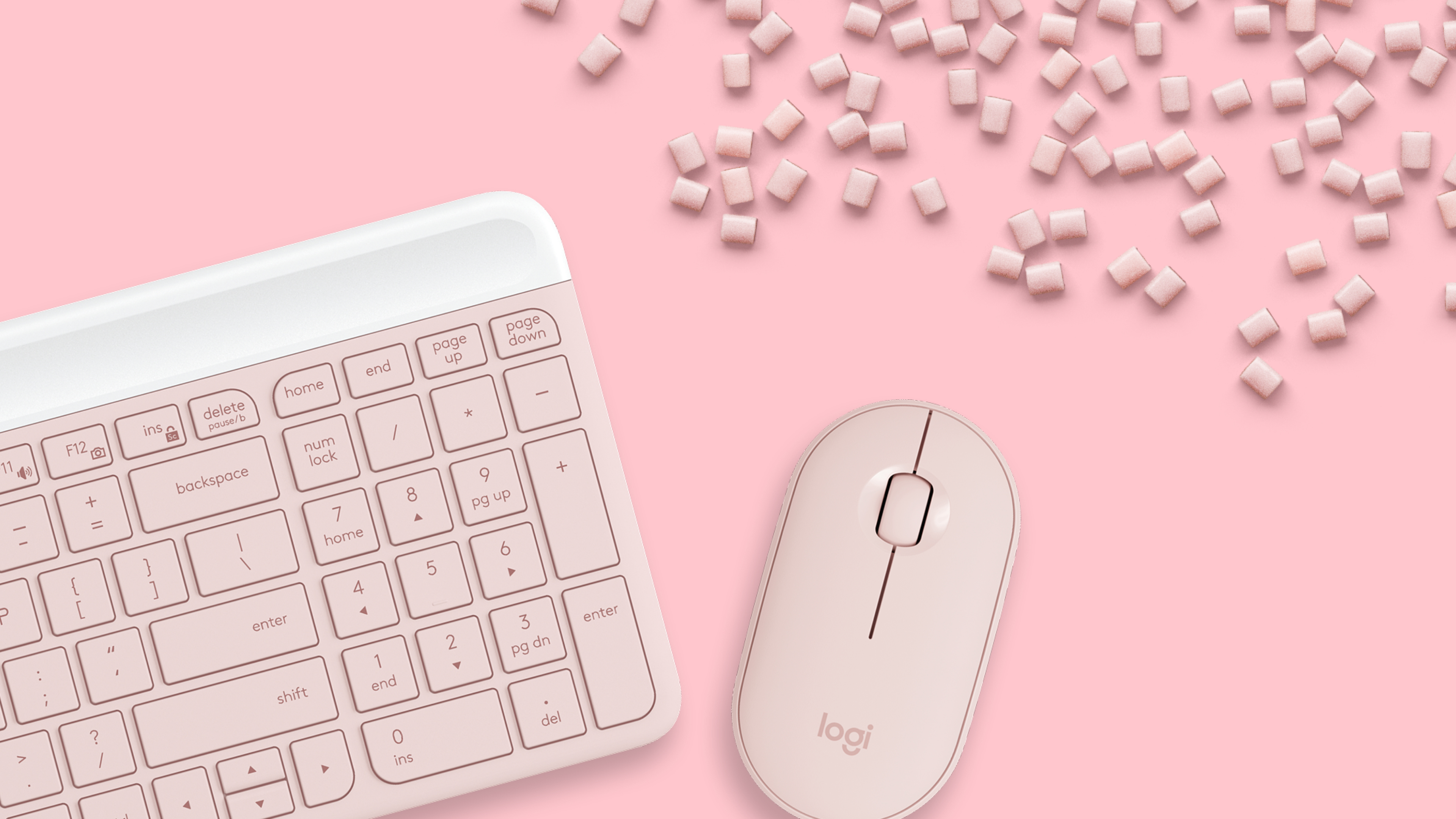 Materiales reciclados del Logitech MK470 Slim Combo rosado