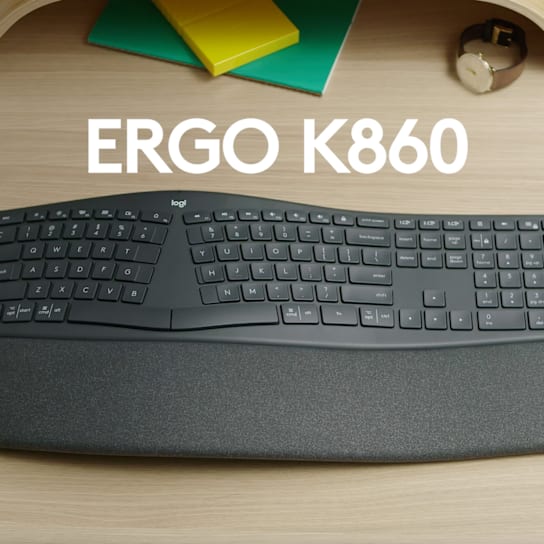 Uso del teclado ergonómico Logitech ERGO K860 en escritorio