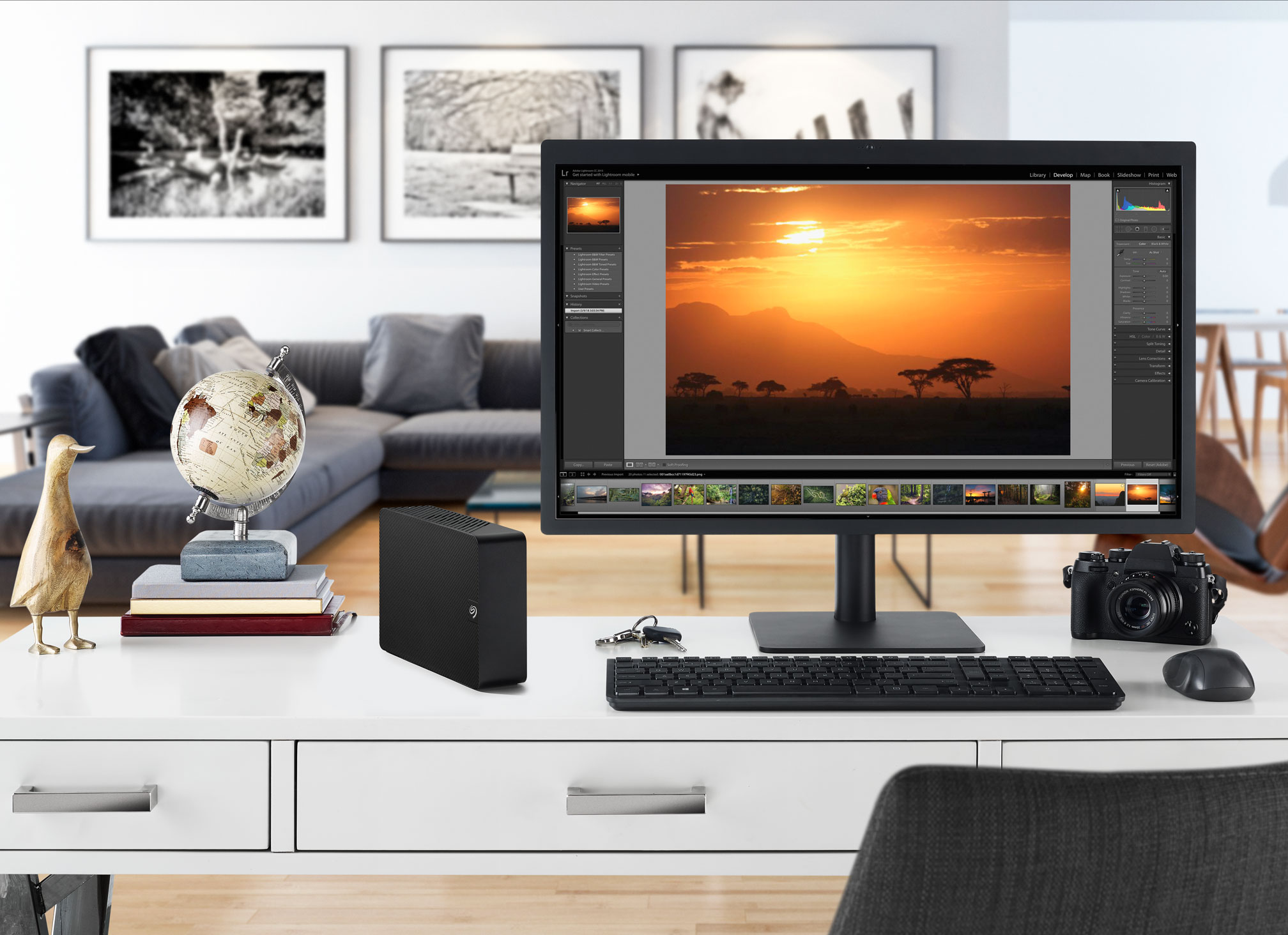 Seagate Expansion Desktop en una estación de trabajo creativa