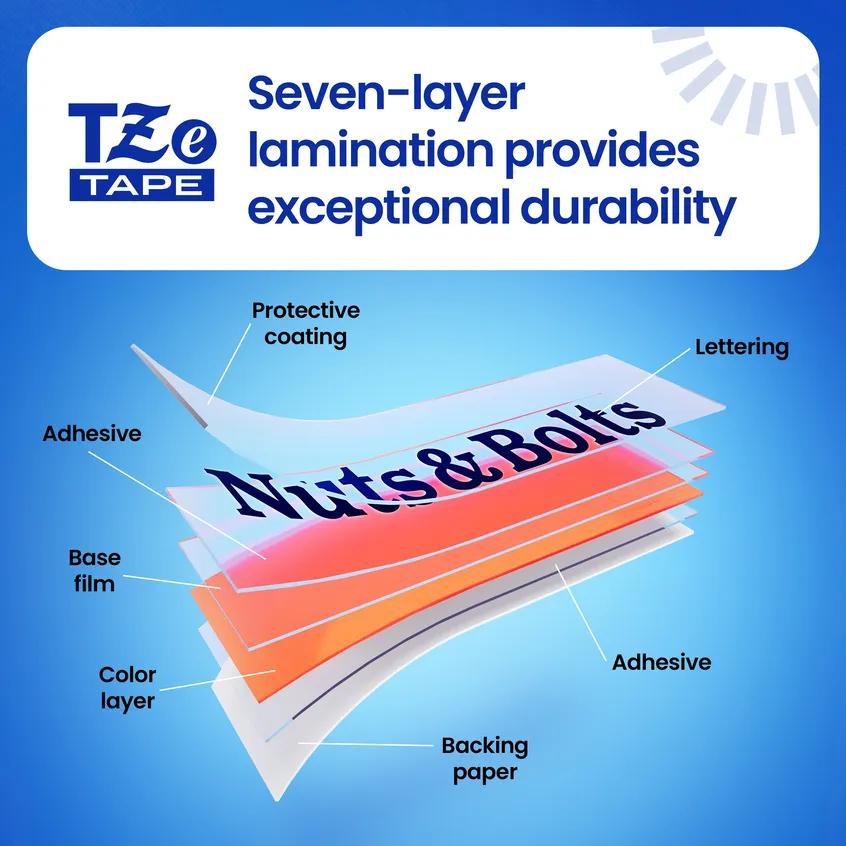 Tecnología de laminación de siete capas Brother TZe