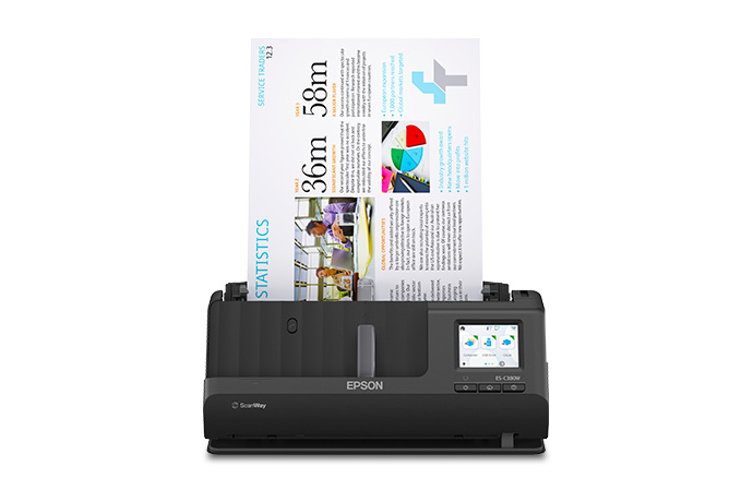 Epson WorkForce ES-C380W escáner compacto alimentando documentos