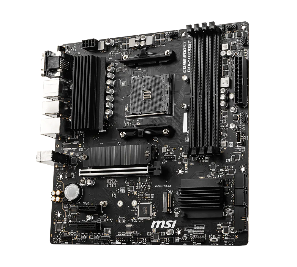 Vista frontal oficial de la placa madre MSI B550M PRO-VDH