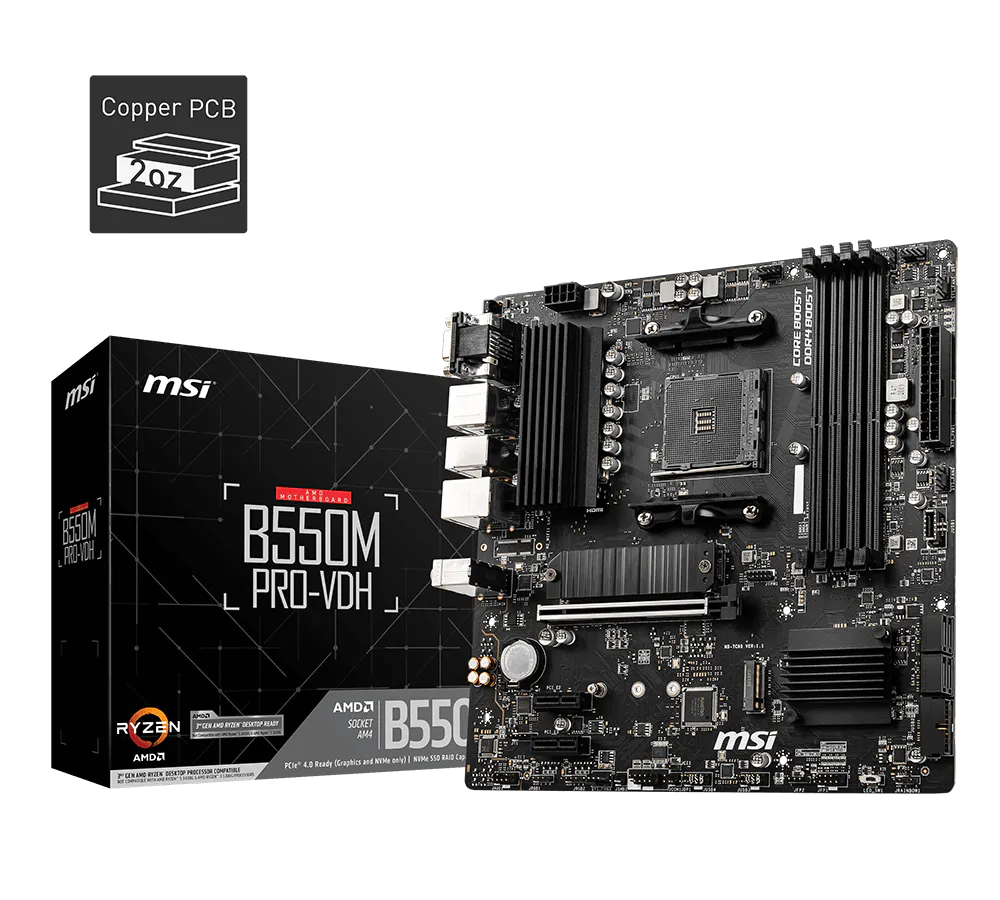 MSI B550M PRO-VDH placa madre Micro-ATX AM4
