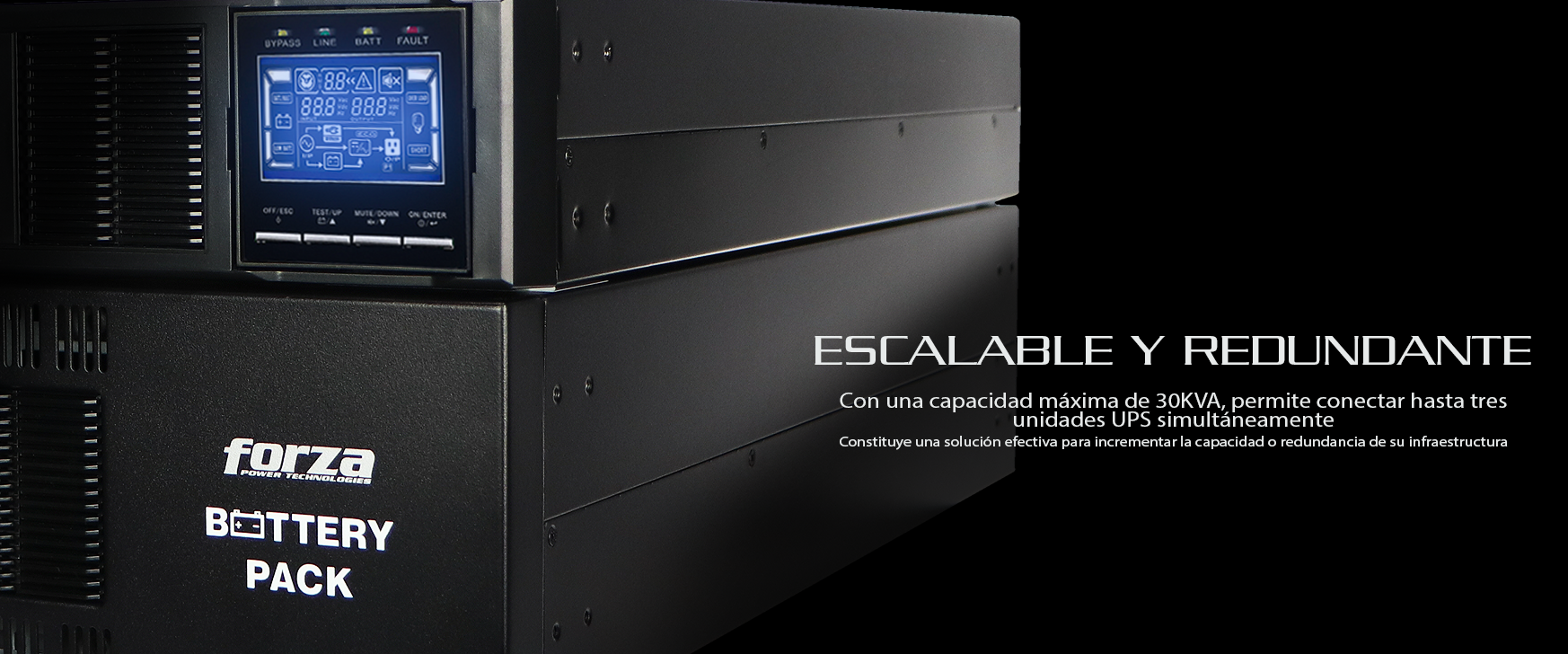 Capacidad escalable y redundancia de la UPS Forza Atlas FDC-210KMR