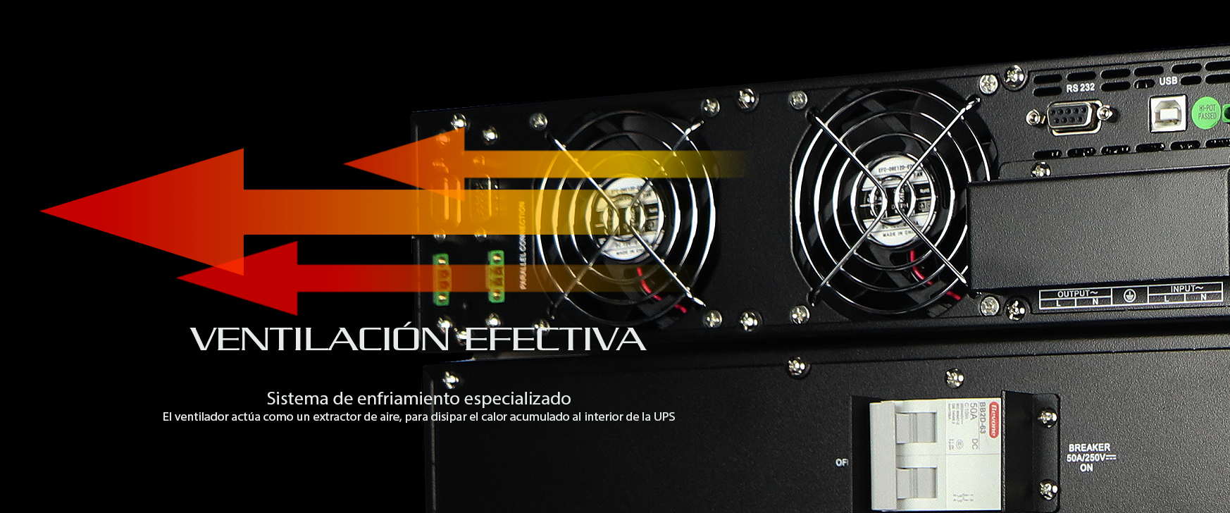 Sistema de ventilación de la UPS Forza Atlas FDC-210KMR