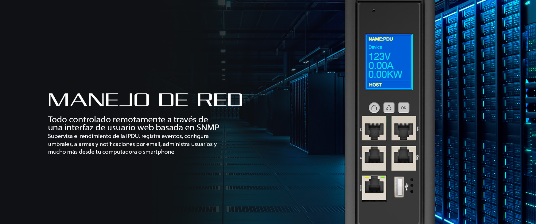 Forza FPD-3012M0US con administración de red en infraestructura de servidores