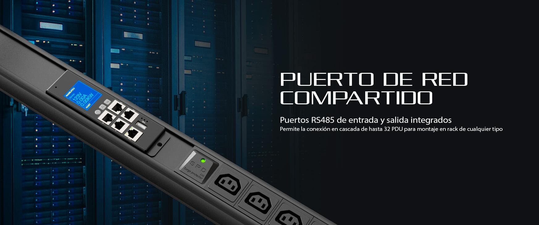 Puertos de red de la PDU Forza FPD-3012M0US en un entorno profesional