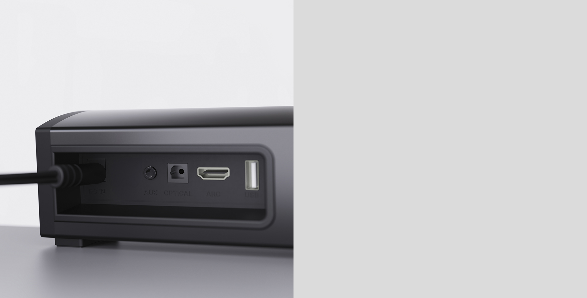 Conexiones HDMI ARC, óptica, auxiliar y USB de la Klip Xtreme BoomBar Air