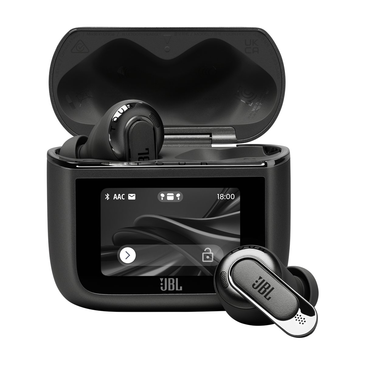 JBL Tour Pro 3 negro con Smart Charging Case abierto