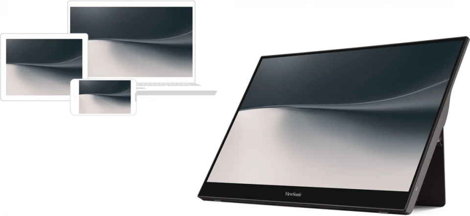 ViewSonic TD1655 monitor portátil táctil con notebook tablet y teléfono